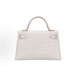 HERMES Mini Kelly II 19 Gold Buckle Kelly Bag single-shoulder crossbody handbag 19 Women\'s 8L Beton Glacier White